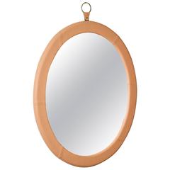 Leather Oval Mirror by Jason Koharik for Collected By