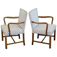 Pair of Early Danish Mid-Century Armchairs in the Style of Kaare Klint