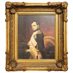 Antique French Oil Painting Portrait Emperor Napoleon Bonaparte Signed