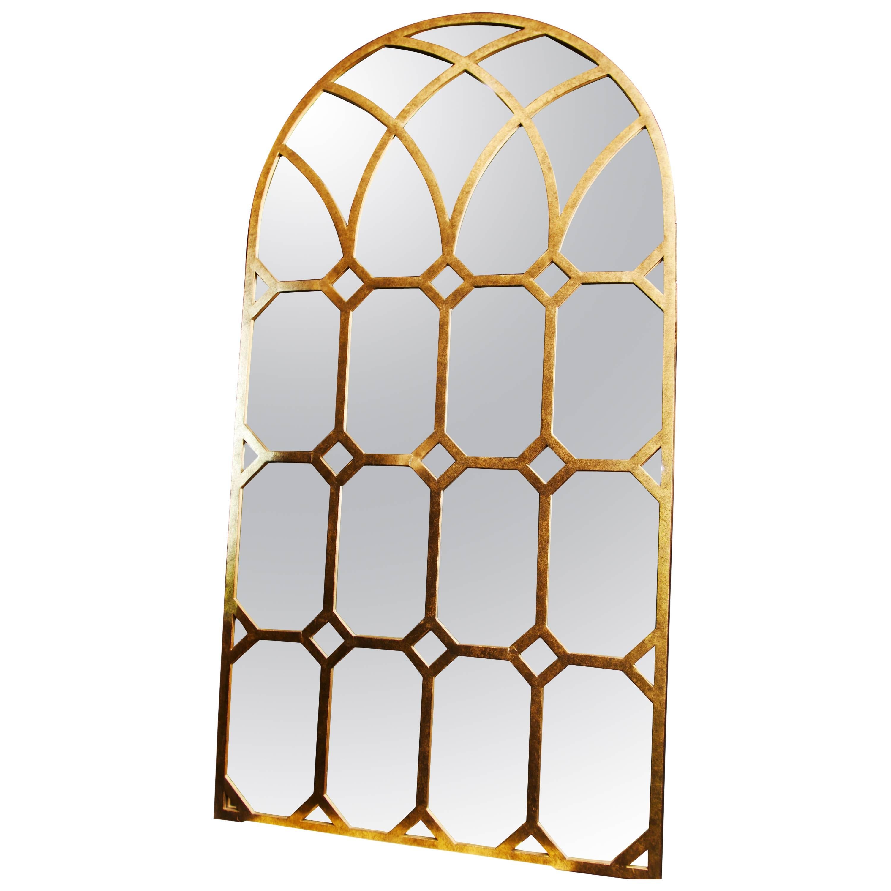 French Antique Gilt Pier Mirror Architectural Church Window For Sale