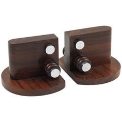 Streamline Art Deco Macassar Wood and Chrome Modernist Bookends, circa 1930s 10