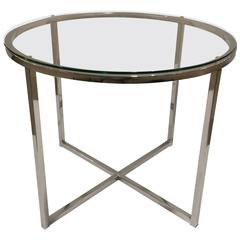 1970s Chrome and Glass Round End Table by Milo Baughman 2