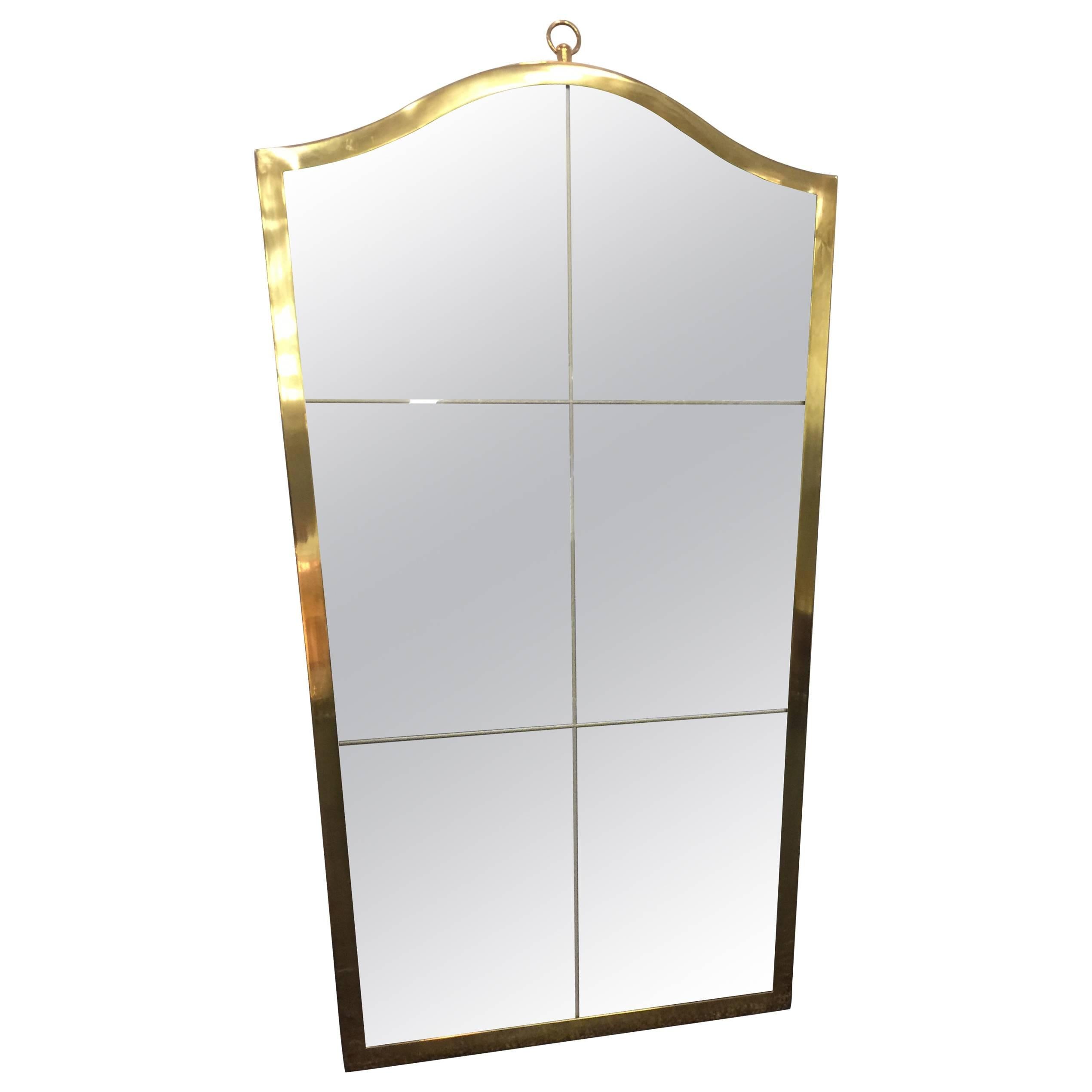 Exceptional Etched Wall Mirror with Brass Frame in the Style of Maison Baguès For Sale