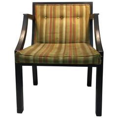 Handsome Dunbar Chair with Original Striped Upholstery