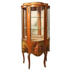 Antique French Louis XIV Style Vernis Martin Gilt Vitrine, circa 1880