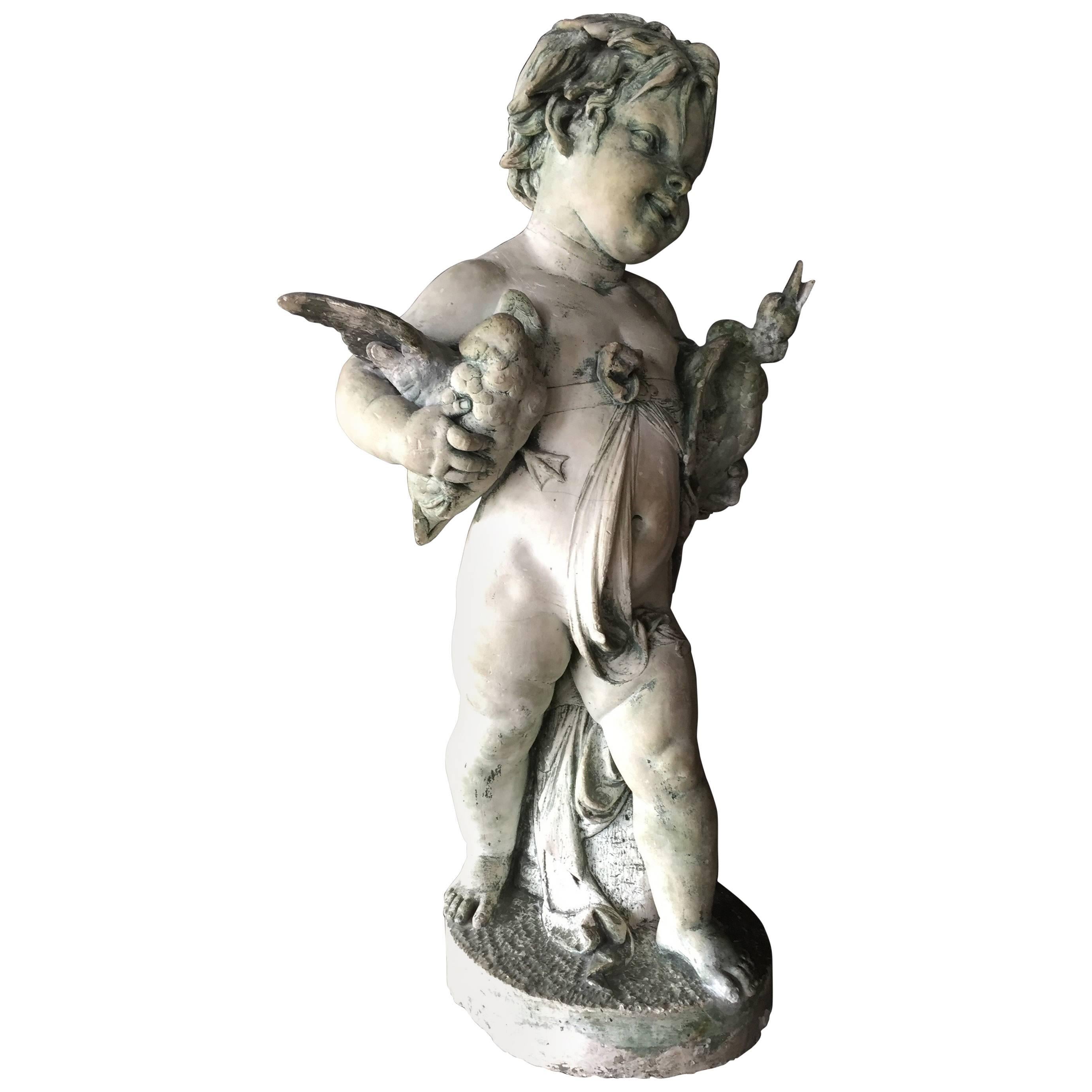 French Statue Enfant aux Canards by Albert-Ernest Carrier-Belleuse 19th C France For Sale