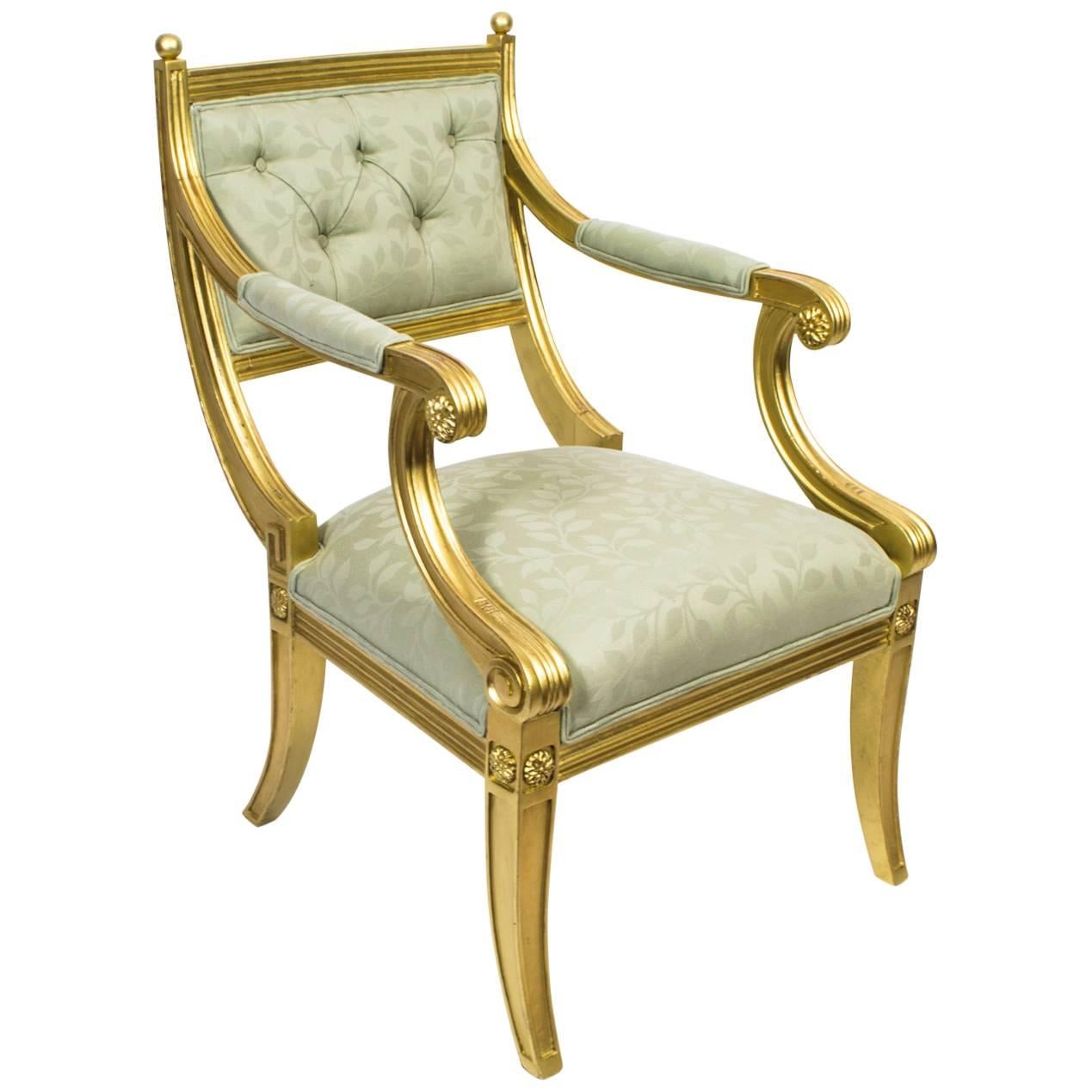 Early 20th Century Regency Style Giltwood Armchair