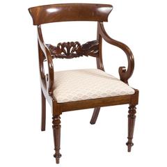 Antique 19th Century English Regency Swan Carved Armchair