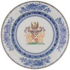 Chinese Porcelain Armorial Plate, French Arms of the Chasteleyn Family