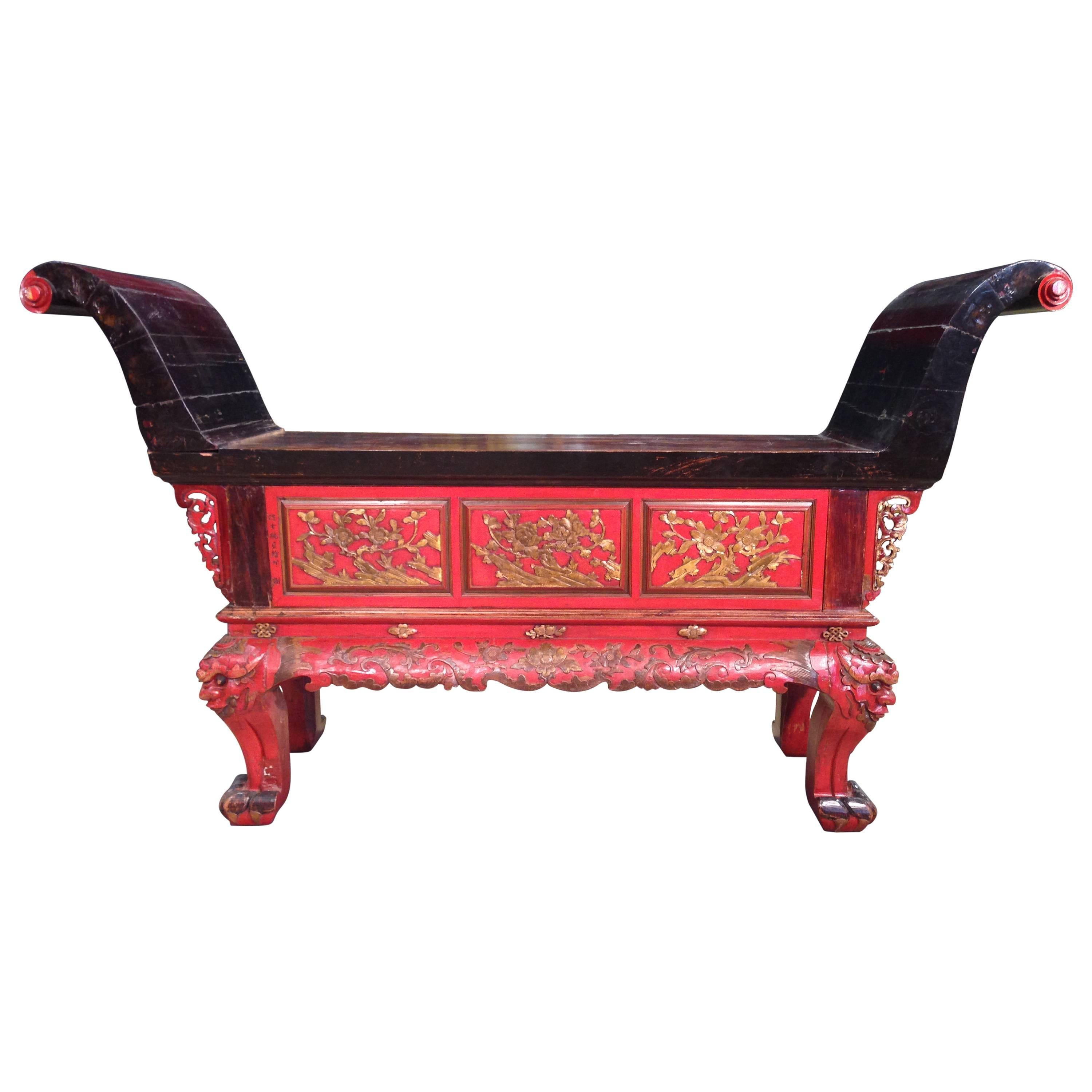 20th Century Chinese Lacquered and Gilded Console Table