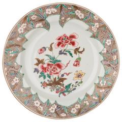 Antique Chinese Porcelain Famille Rose Plate, 18th Century