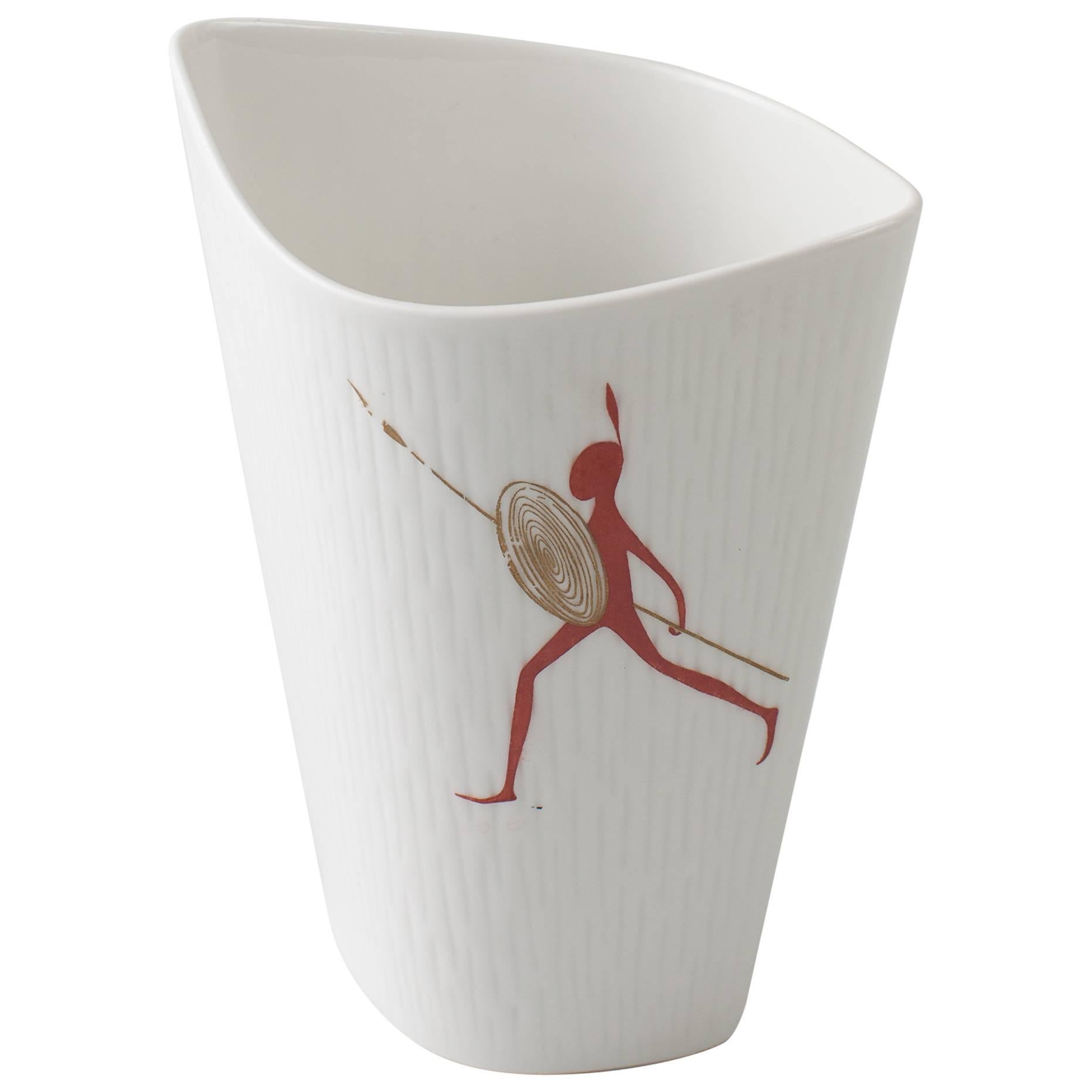 Rosenthal Vase 1950s Inca Africans with Spear For Sale