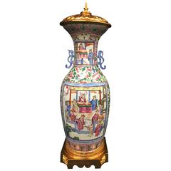 Large 19th Century Chinese Famille Rose Vase or Lamp 2