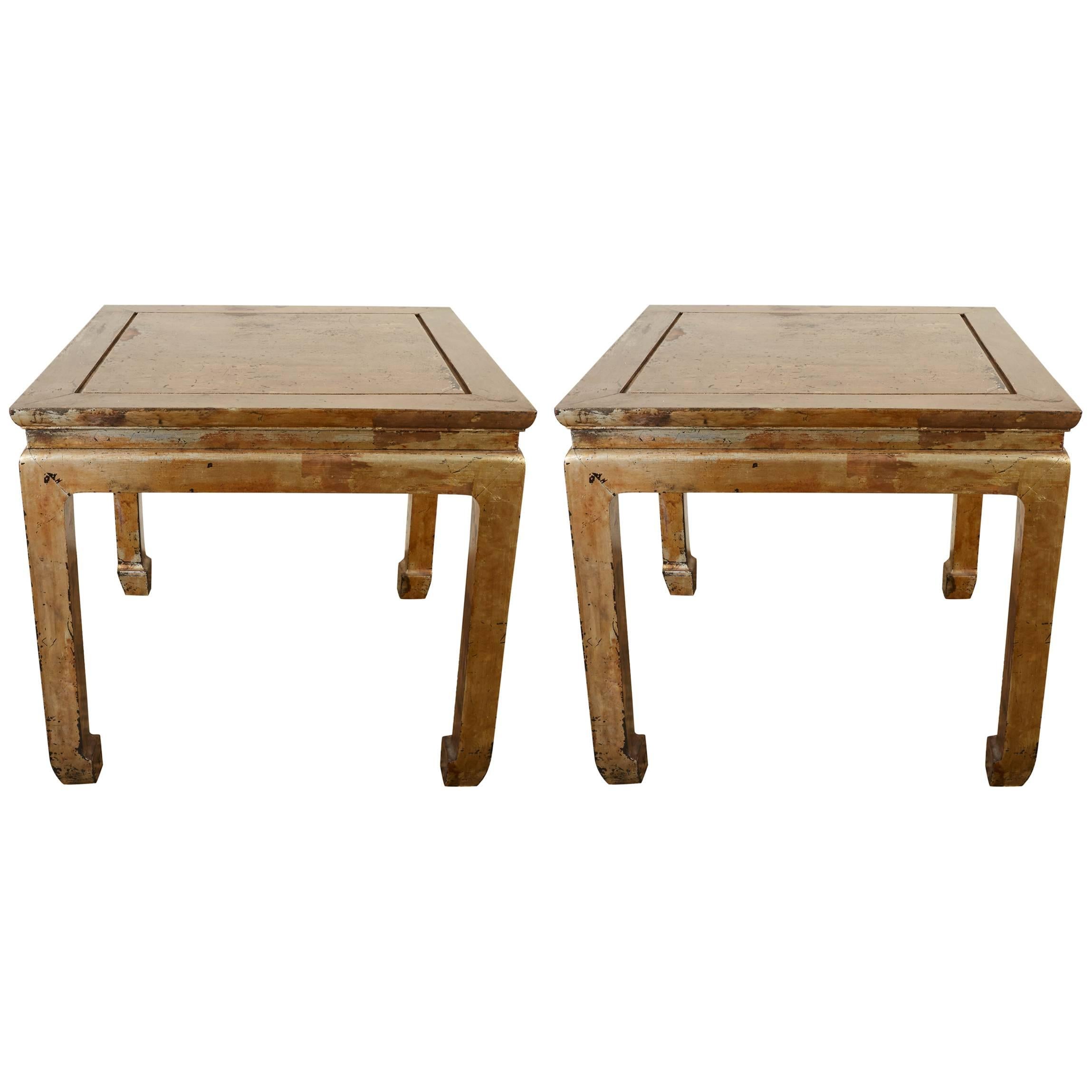 Pair of Silver-Gilt Chinioserie Square Low Tables