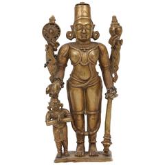 Antique Bronze Statuette of Lord Vishnu and the Goddess Lakshmi, Indian, 18th Century