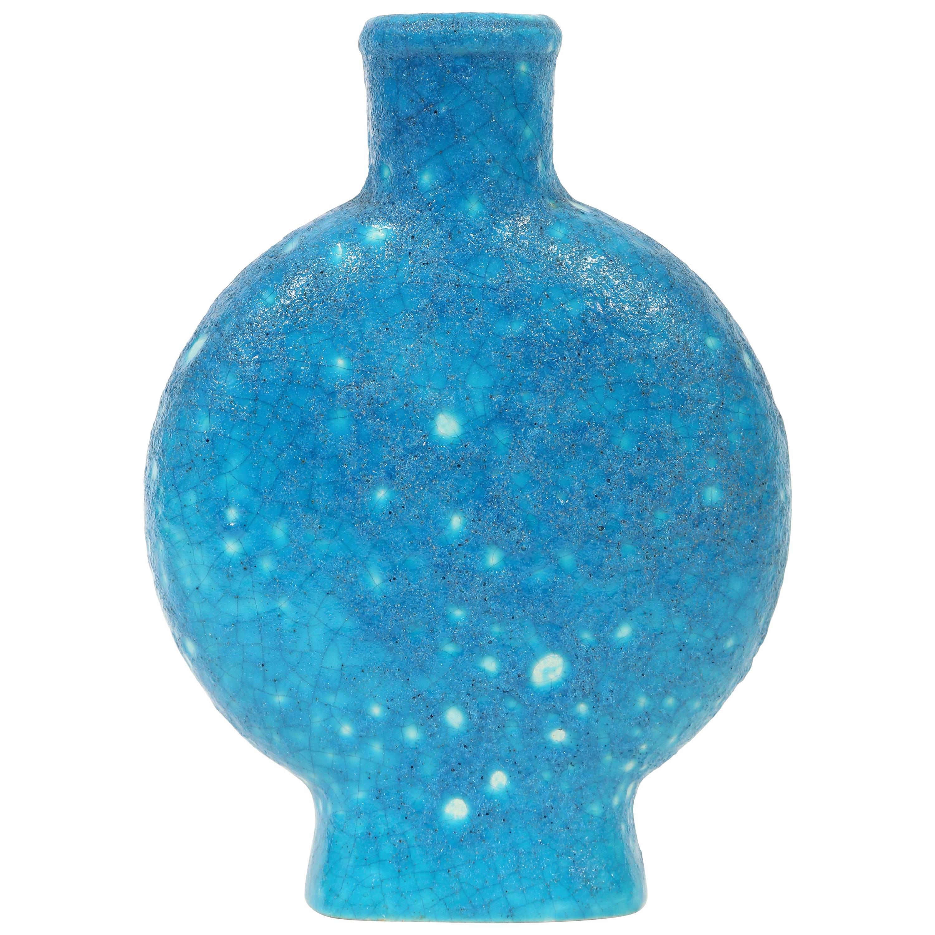 Turquoise Blue Vase by Edmond Lachenal, France, circa 1930