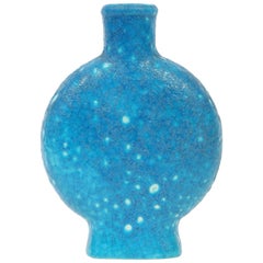 Türkisblaue Vase von Edmond Lachenal, Frankreich, um 1930