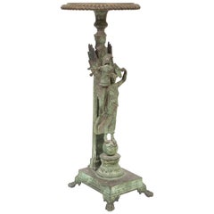 Vintage Pompeii Verdigris Bronze Table with Nike and Trophy, Italian, 19th Century