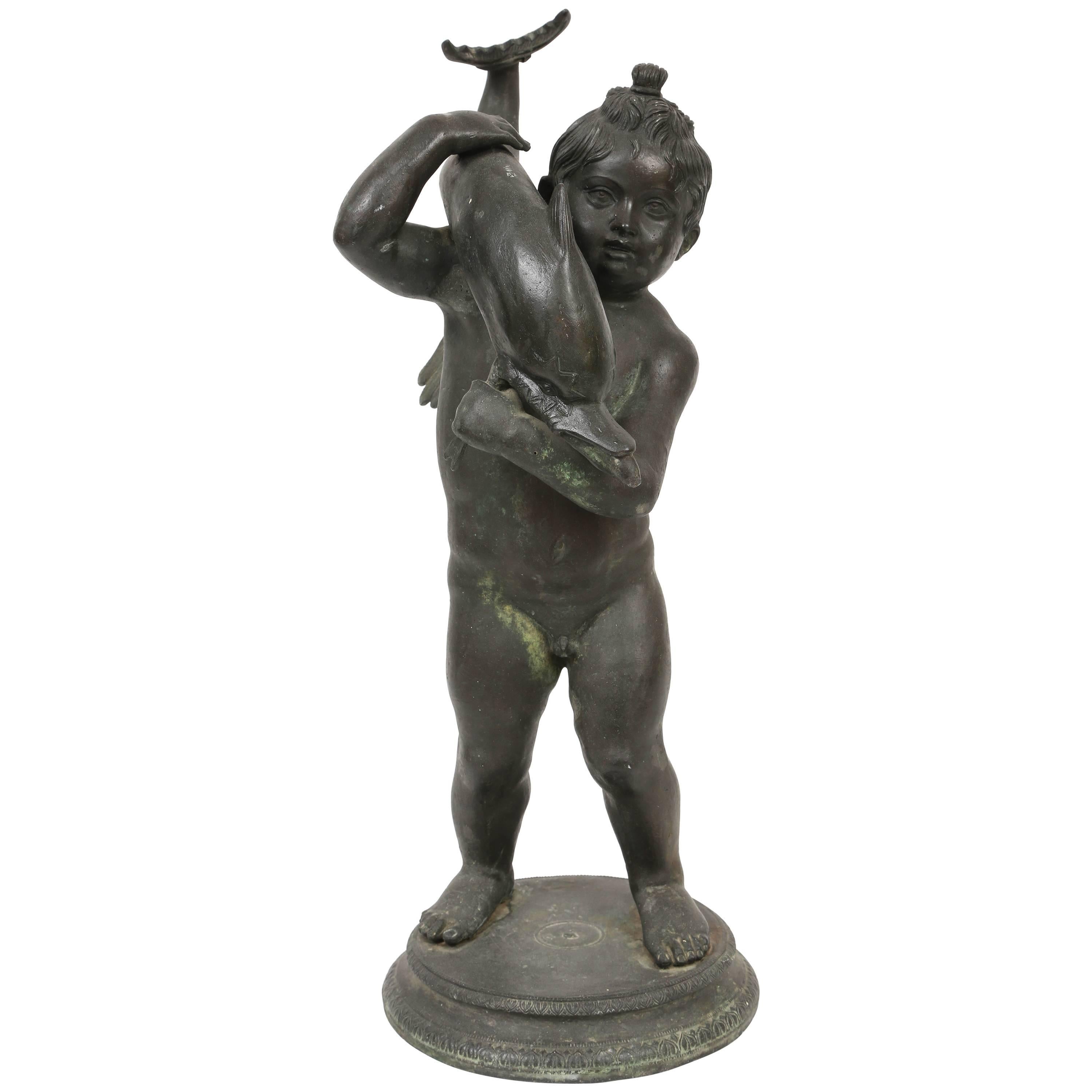 Bronze Figure of Cupid and Dolphin from Pompeii, Late 19th/Early 20th c.