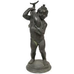 Antique Bronze Figure of Cupid and Dolphin from Pompeii, Late 19th/Early 20th c.