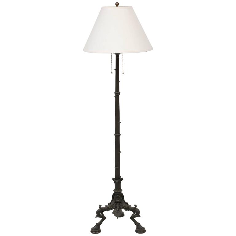 Caldwell Style Bronze Tripod Pompeii Floor Lamp Circa 1900
