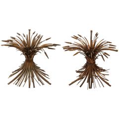 Pair of Gilt Bronze Wheat Sheaf Table Bases, Italy, 1940s 8