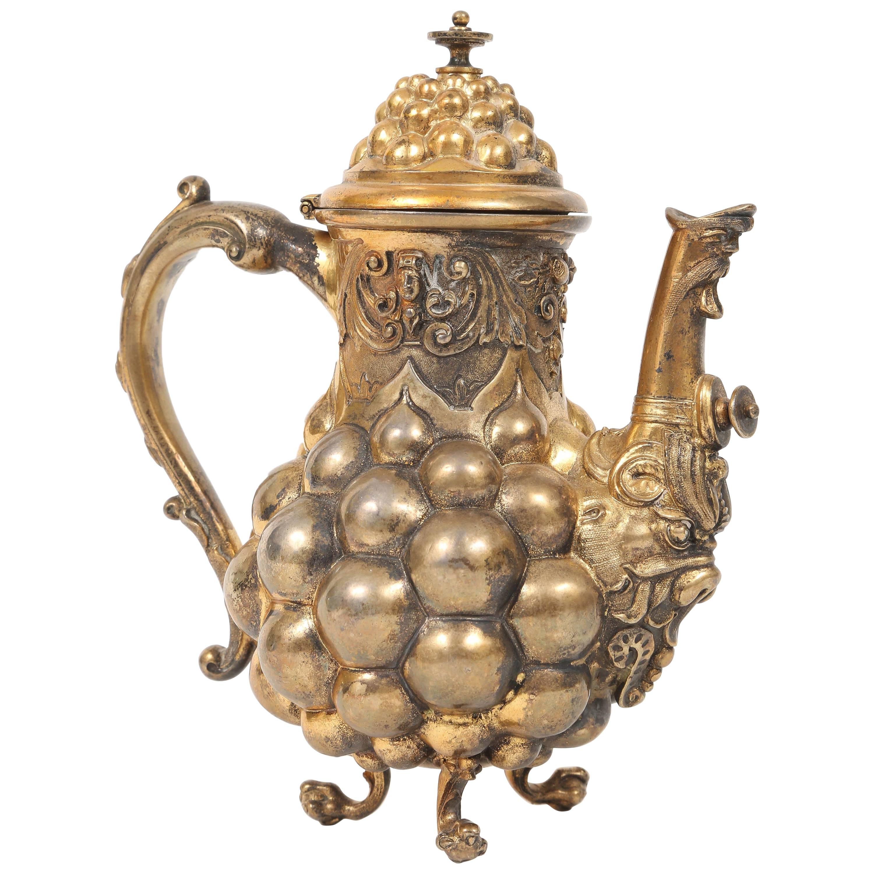 German Rococo Silver Gilt Coffee Pot, Nuremberg, 17th-18th century For Sale