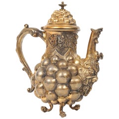 Antique German Rococo Silver Gilt Coffee Pot, Nuremberg, 17th-18th century