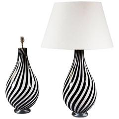 Pair of Murano Glass Spiral Lamps