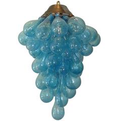 Blue Murano Glass Drop Grape Chandelier Flush Mount