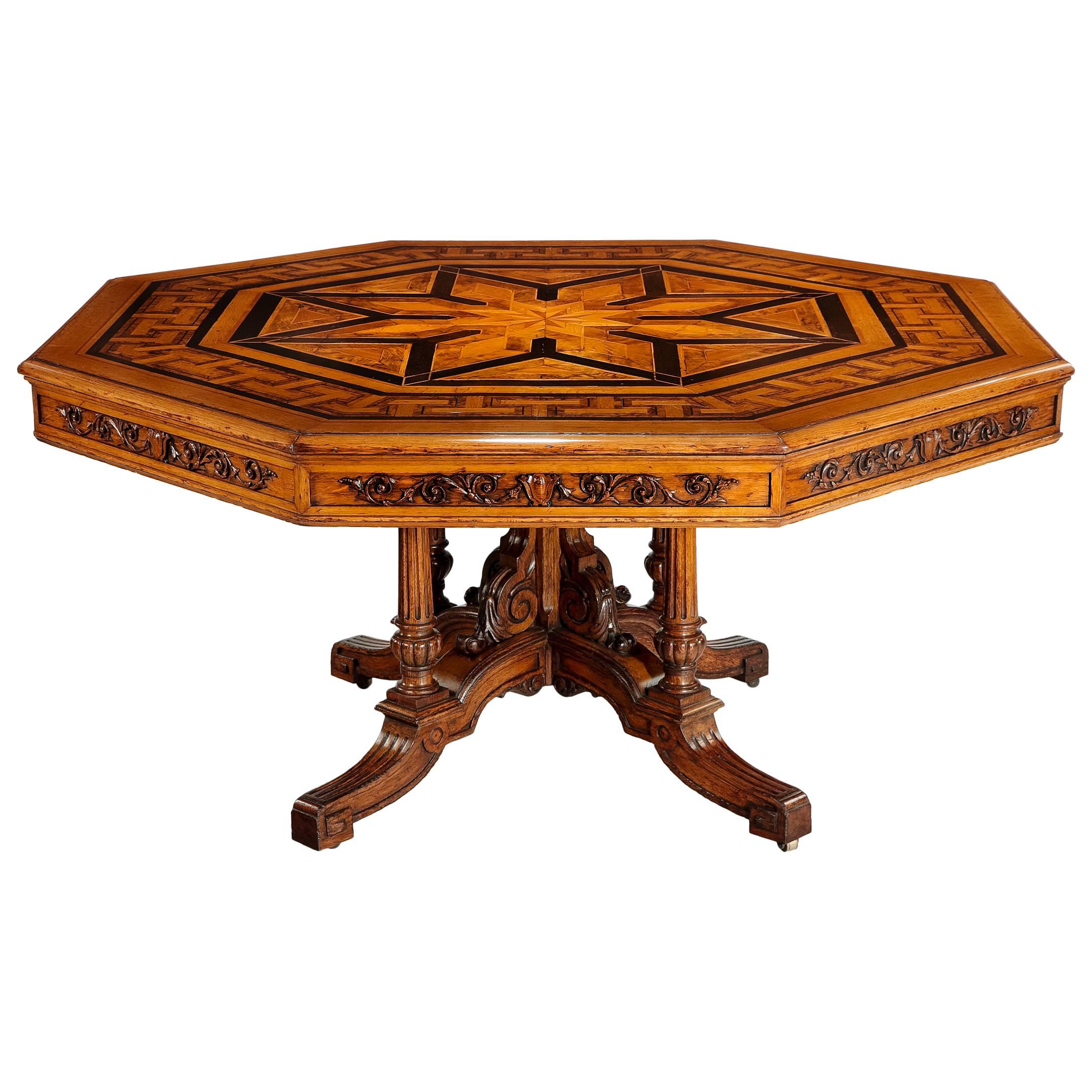 Superb Large 19th Century Octagonal Parquetry Inlaid Centre or Dining Table For Sale