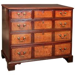 Antique Georgian Mahogany Chest with Burr Ash Inlays
