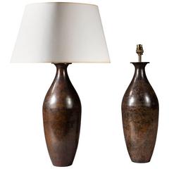 Pair of Bronze Baluster Lamps