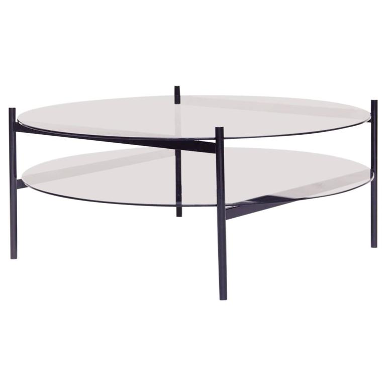 Duotone Circular Coffee Table Black Frame Smoked Glass Duotone Circular Coffee Table Black Frame Smoked Glass For