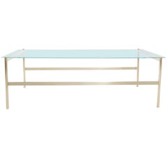 Duotone Rectangular Coffee Table, Brass Frame / Clear Glass