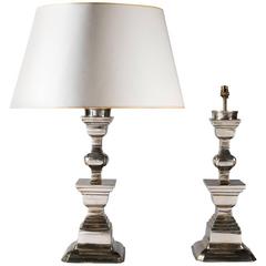 Pair of Silver Candlestick Lamps