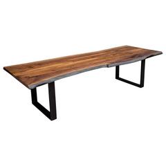 Sentient Signature Live Edge American Black Walnut Slab Table Steel Frame Legs