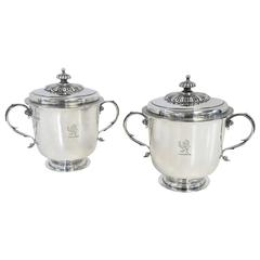 Antique Good Quality Pair of Sterling Silver Cup and Covers
