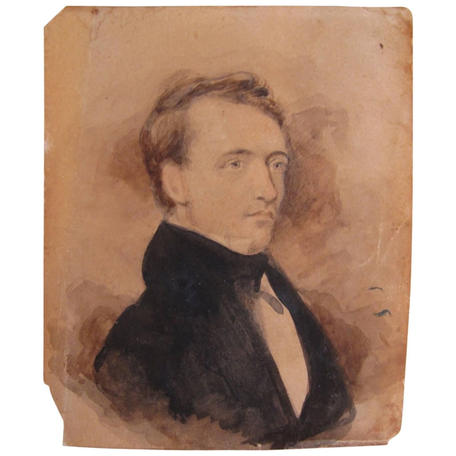 Miniature Gouache Portrait of a Gentleman