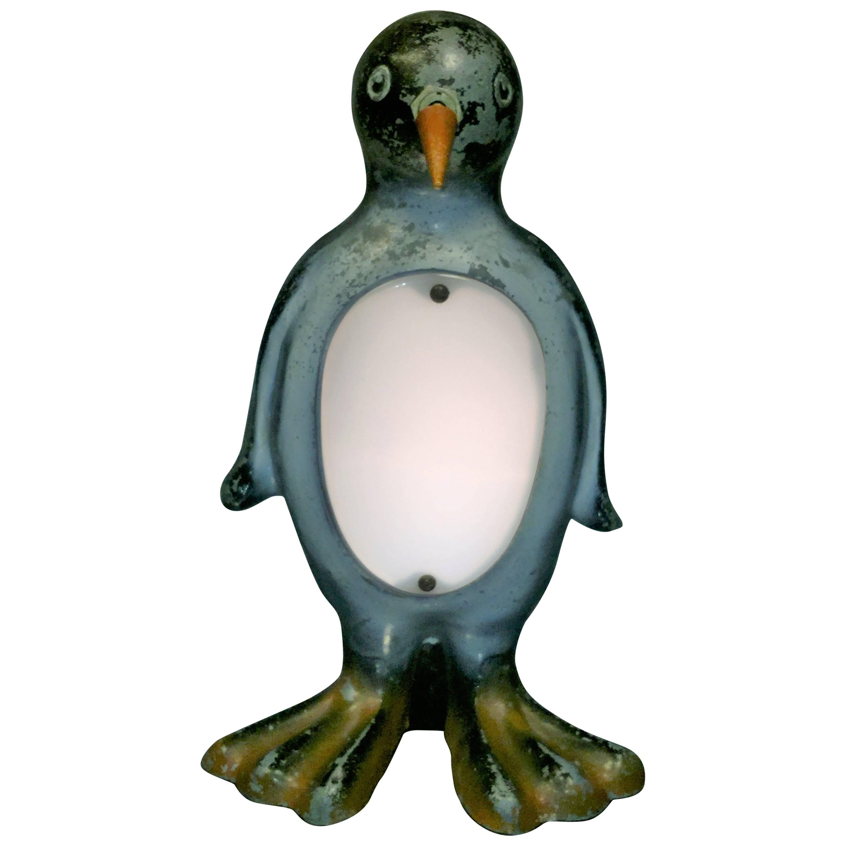 Adorable Rare Art Deco Penguin Lamp For Sale