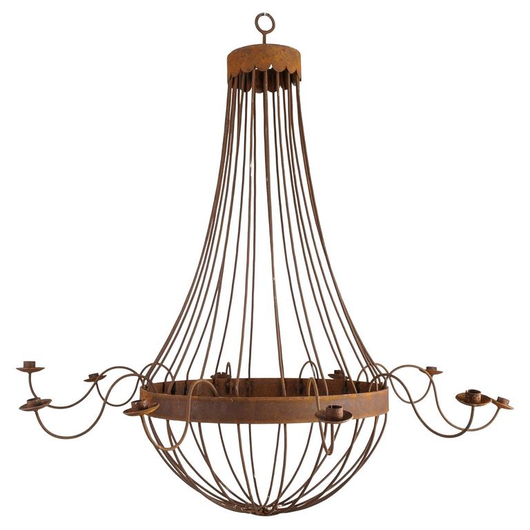 Monumental French Bell Chandelier with Ten Arms For Sale
