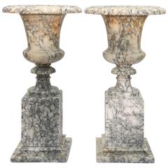 Pair of Carved Marble Urns 1