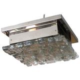 "Ice" Glass and Chrome Square Flush Mount Ceiling Light