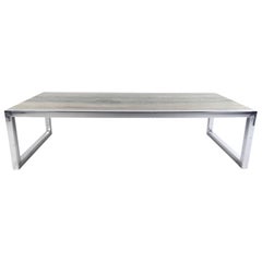 Mid-Century Modern Marble and Chrome Coffee Table in the Style of Milo Baughman