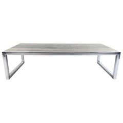 Vintage Modern Marble and Chrome Coffee Table after Milo Baughman