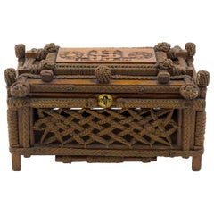 Antique Mahogany and Macrame' Keepsake Box