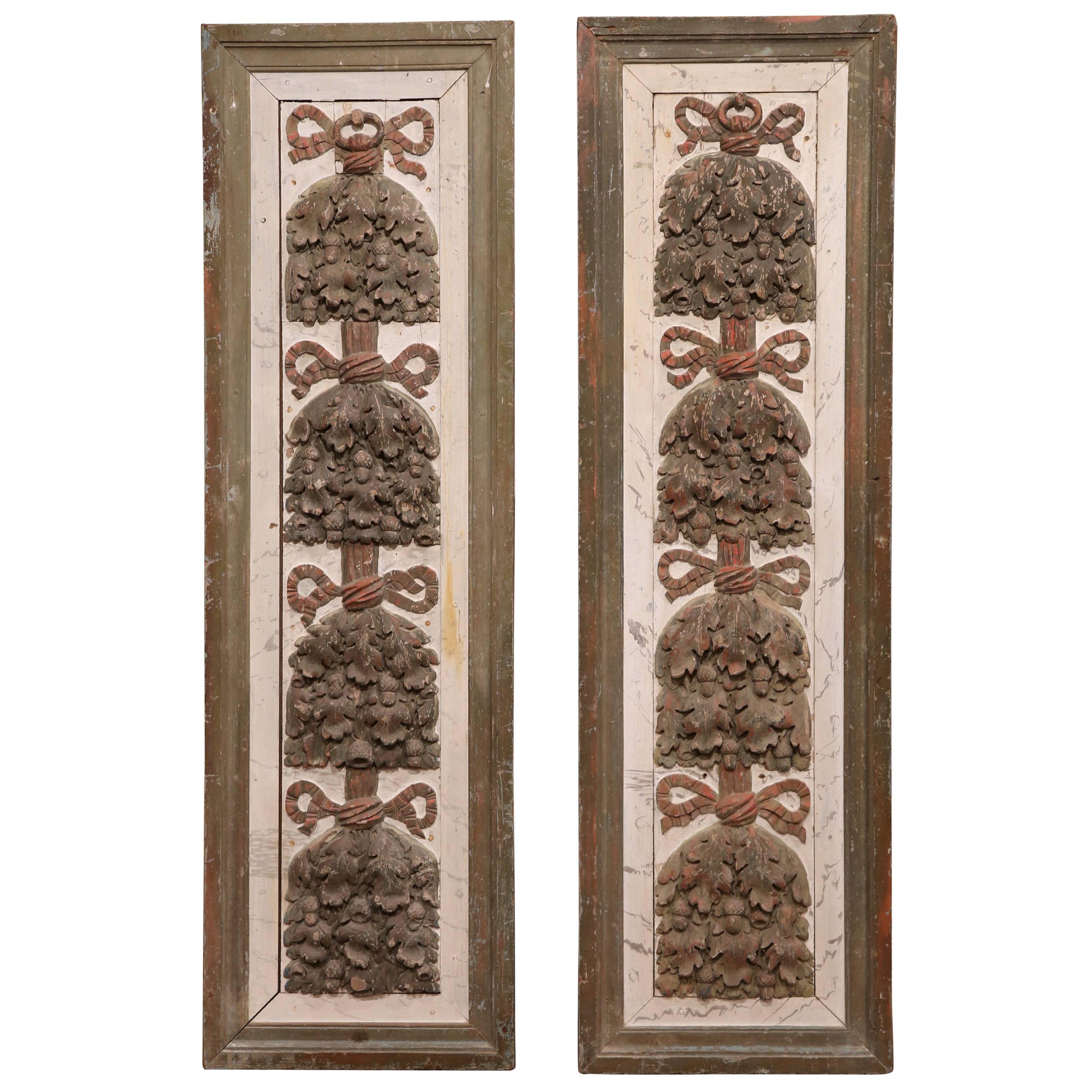 Pair of 18th Century French Carved Hand-Painted Wall Panels from Versailles