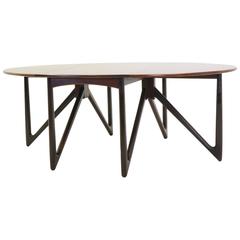 Retro Kurt Ostervig Oval / Eliptical Rosewood Gateleg / Drop-leaf Dining Table. 