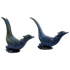 Rörstrand Stoneware Figure by Gunnar Nylund, Two Blue Birds