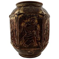 Monumental Floor Vase of Stoneware, J. Nielsen for Royal Copenhagen, Moses Vase